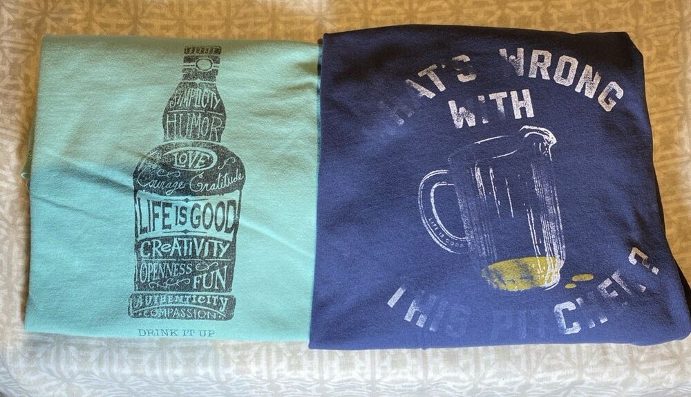 Life is Good Lot Of 2 Drink Themed Crusher Tees Women's Extra Large